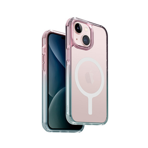 Накладка Uniq для iPhone 15 Combat DUO Blue/Pink MagSafe