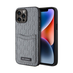 Накладка Lagerfeld для iPhone 14 Pro PU Saffiano Monogram with Cardslot Silver купить в Уфе