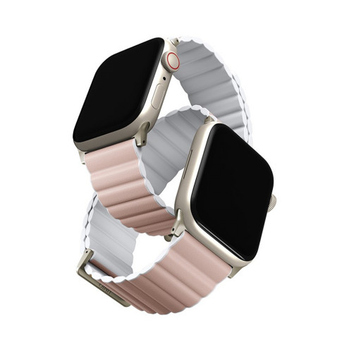 Ремешок Uniq для Apple Watch 38/40/41mm Revix Premium Ed. Leather/Silicone Blush Pink/White
