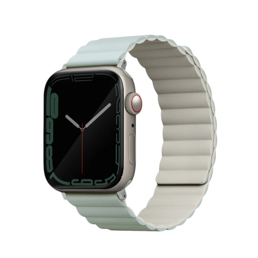 Ремешок Uniq для Apple Watch 42/44/45mm Revix reversible Magnetic зеленый/бежевый