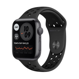 Часы Apple Watch SE 2021 Nike 44 мм, корпус из алюминия цвета серый космос, спортивный ремешок Nike цвета антрацитовый/черный купить в Уфе