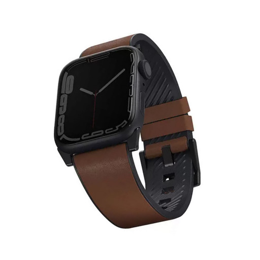 Ремешок Uniq для Apple Watch 42/44/45mm Straden Waterproof Leather/Silicone коричневый