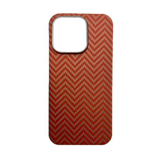 Чехол из углеродного волокна для iPhone 15 Pro Max красно-оранжевая