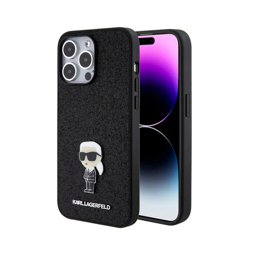 Накладка Lagerfeld для iPhone 15 Pro Max Fixed glitters NFT Karl Ikonik Metal pin Black