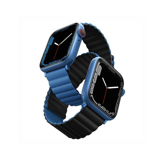 Ремешок Uniq для Apple Watch 49/45/44/42mm Revix reversible Magnetic Caspian Blue/Black