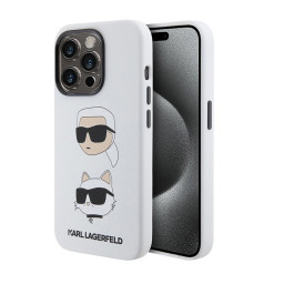 Накладка Lagerfeld для iPhone 15 Pro Liquid Silicone NFT Karl & Choupette heads White купить в Уфе