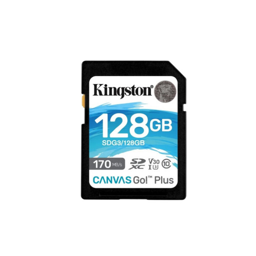 Карта памяти Kingston Kanvas Go! Plus SDXC 128Gb, Class 10, V30, UHS-1 U3, A2, R170 Мб/с