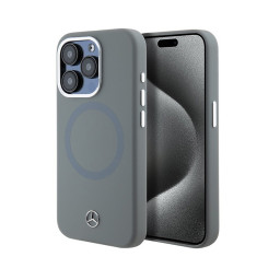 Накладка Mercedes для iPhone 15 Pro Max Liquid silicone Bicolor Laser Ring Grey MagSafe купить в Уфе