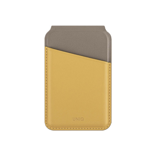 Чехол-бумажник Uniq Lyden DS Magnetic FRID-blocking cardholder with Stand Canary Yellow/Flint Grey