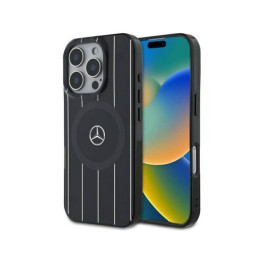 Накладка Mercedes для iPhone 16 Pro Max PC/TPU Double layer Crossed lines Black MagSafe купить в Уфе