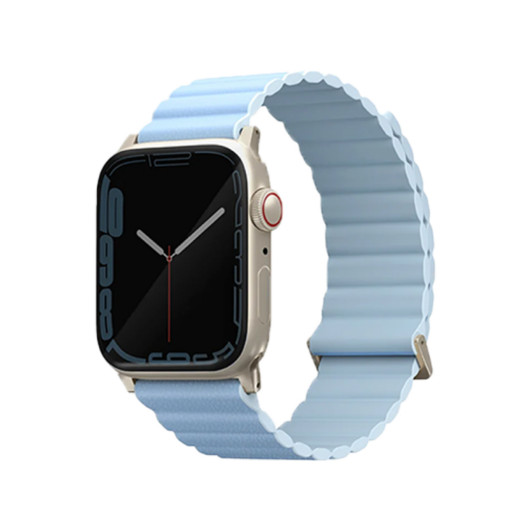 Ремешок Uniq для Apple Watch 38/40/41mm Revix Premium Ed. Leather/Silicone Arctic/Soft Blue