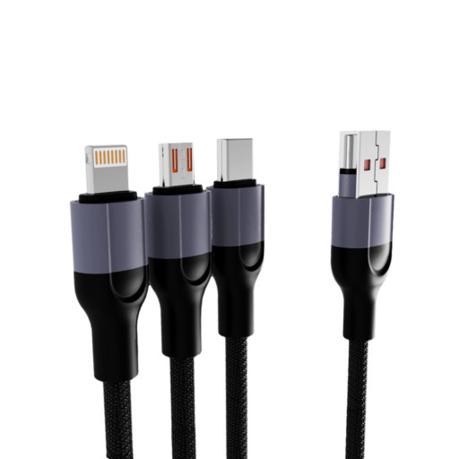 Кабель Mocoll USB-3in1 Micro/Type-C/Lightning 120 см черный