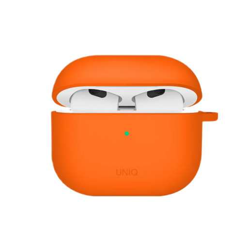 Чехол Uniq для Airpods 4 NEXO Liquid silicone +carabin +Sports ear hooks Volt Orange