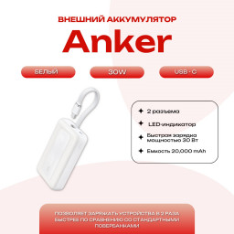 Внешний аккумулятор Anker A1688 Zolo PowerCore 10000mAh 30W USB-C белый купить в Уфе