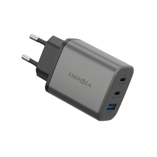 Сетевое зарядное устройство EnergEA AmpCharge GaN65, 2 USB-C +USB-A 65w Gunmetal