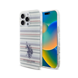 Накладка U.S. Polo для iPhone 16 Pro Max PC/TPU Double Horse logo Multicolor stripes Hard Green купить в Уфе