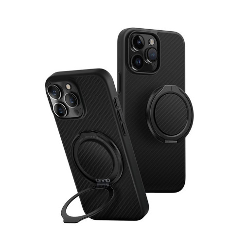 Накладка Uniq для iPhone 16 Pro KEVA AIR Kevlar + GripFit Premium Mount Black MagSafe