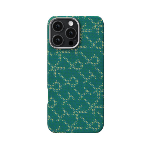 Накладка Pitaka Monogram Tactile Woven Case для iPhone 16 Pro Green/Gold