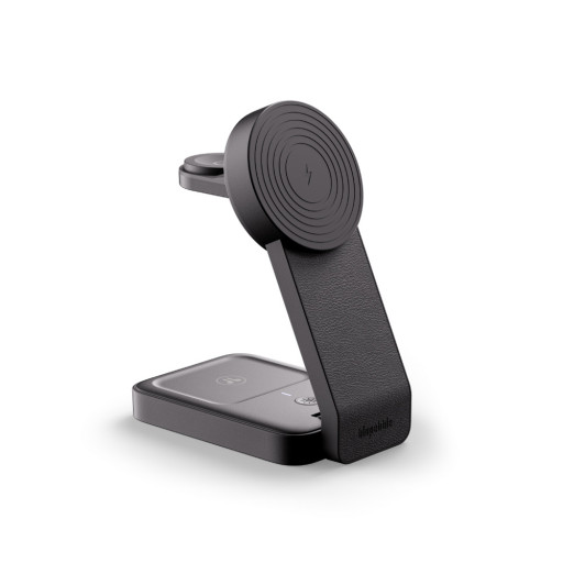 Беспроводное зарядное устройство Blupebble 3 IN 1 QI2 Wireless Foldable MagSafe Charging Stand Black