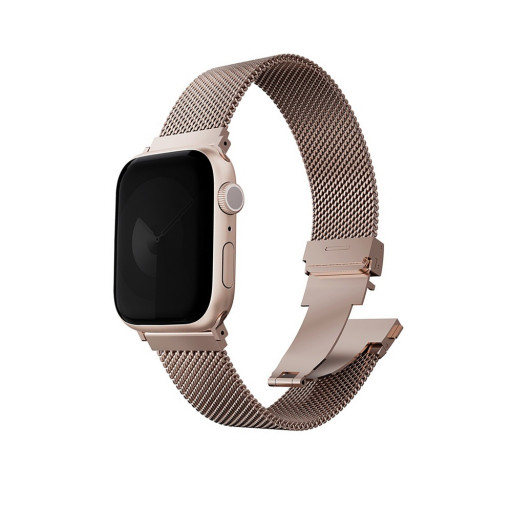Ремешок Uniq для Apple Watch 49/45/44/42 mm Dante PRO Strap Mesh Steel Metallic Rose
