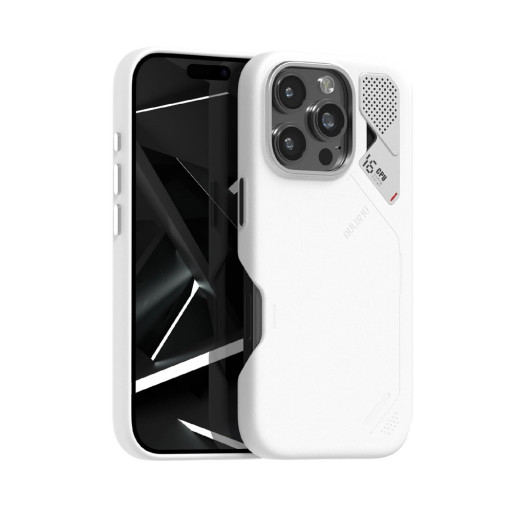 Накладка Aulumu для iPhone 16 Pro Max A16 Vegan Leather Case белая