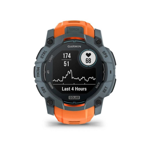 Garmin Instinct 3 50 mm Solar Rugged GPS Smartwatch Grey Orange