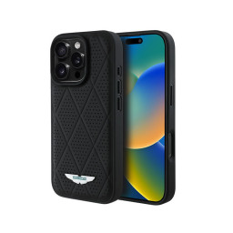 Накладка Aston Martin для iPhone 16 Pro Max Leather Perforated Quilted Diamonds Black купить в Уфе