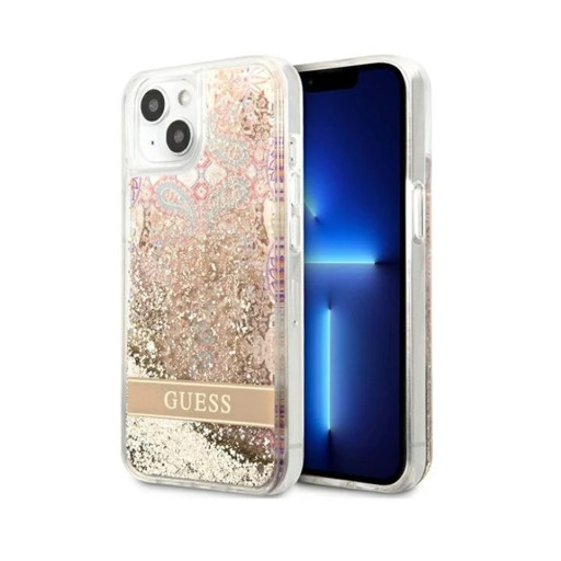 Накладка Guess для iPhone 13 Liquid Glitter Paisley Gold
