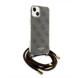 Накладка Guess для iPhone 15 Crossbody PC/TPU 4G Hard + Nylon cord Brown купить в Уфе