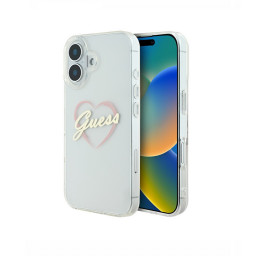 Накладка Guess для iPhone 16 PC/TPU Heart Transparent купить в Уфе