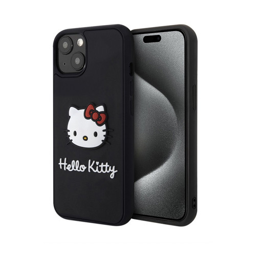 Накладка Hello Kitty для iPhone 15 3D Rubber Kitty Head Black