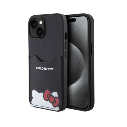 Накладка Hello Kitty для iPhone 15 Cardslot PU Leather Hidden Kitty Black купить в Уфе