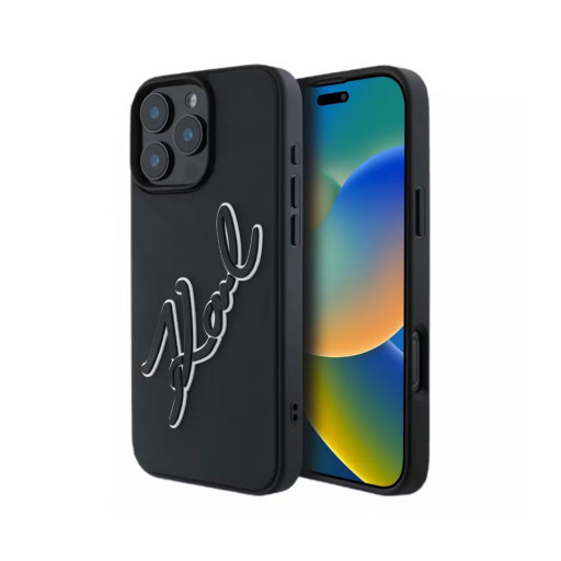Накладка Lagerfeld для iPhone 16 Pro 3D Rubber Bicolor Signature Black