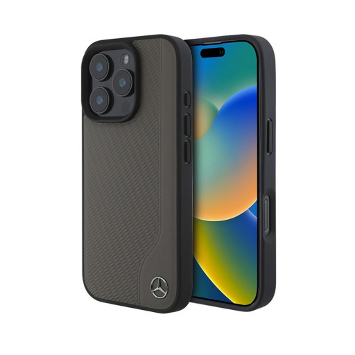 Накладка Mercedes для iPhone 16 Pro Leather Textured Wood Imitation Brown (MagSafe)
