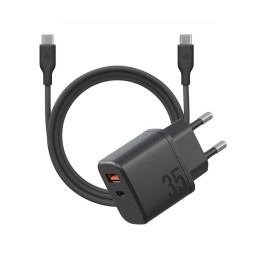 Сетевое зарядное устройство EnergEA Bazic Velox Kit GaN35, USB-C+USB-A+Weave USB-C to C 1.5m Truffle купить в Уфе