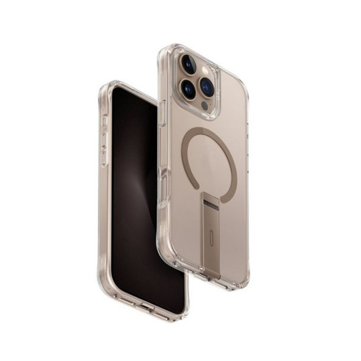 Накладка Uniq для iPhone 16 Pro ELEVA with Vertical stand Taupe Gold Magsafe