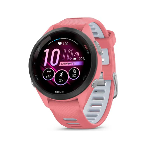 Garmin Forerunner 265S Black Bezel with Light Pink Case and Light Pink/Whitestone Silicone Band