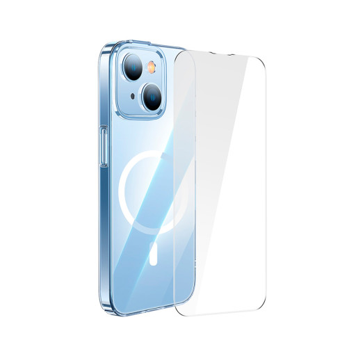 Накладка Baseus для iPhone 14 Crystal Magnetic Ultra-Thinn PC case case +Tempered glass Transparent