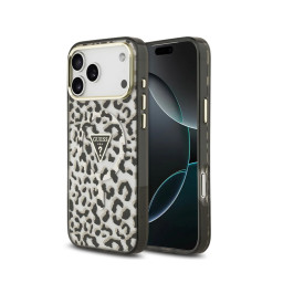 Накладка Guess для iPhone 17 Pro Max IML Leopard Metal Cam Glitter Black (MagSafe) купить в Уфе