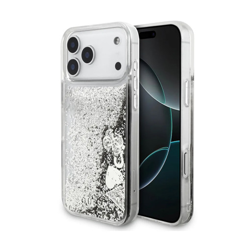 Накладка Guess для iPhone 17 Pro Max Liquid Glitter Charms Silver