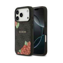 Накладка Guess для iPhone 17 Pro Max PU 4G Flowers Roses Black (MagSafe) купить в Уфе