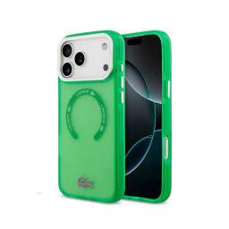 Накладка Lacoste для iPhone 17 Pro Max ShockProof Lacquer Metal logo Hard Frosted Green (MagSafe) купить в Уфе