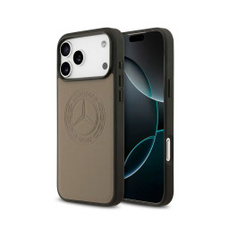 Накладка Mercedes для iPhone 17 Pro Leather Vintage Round Debossed Logo Taupe (MagSafe) купить в Уфе
