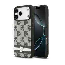 Накладка DKNY для iPhone 17 Pro PU Checkered Printed stripes Metal logo Black купить в Уфе