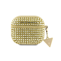 Чехол Guess для Airpods Pro 3 Diamond Rhinestone with Triangle charm Gold купить в Уфе
