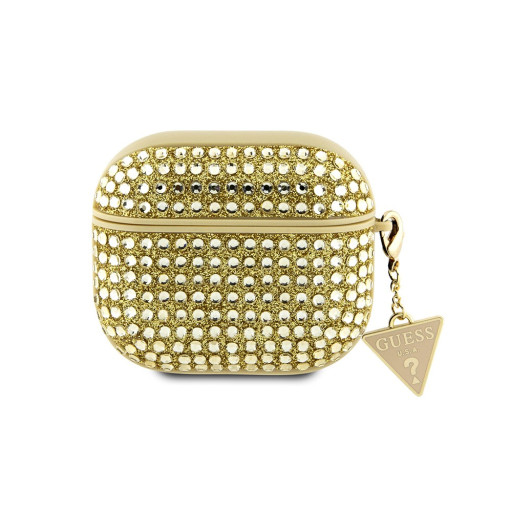 Чехол Guess для Airpods Pro 3 Diamond Rhinestone with Triangle charm Gold
