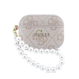 Чехол Guess для Airpods Pro 3 PU leather 4G with Classic metal logo and Pearl hand strap Pink купить в Уфе