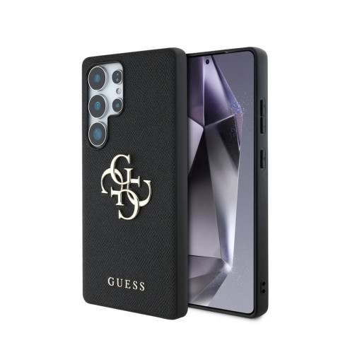 Накладка Guess для Samsung Galaxy S25 Ultra PU Grained leather 4G Big metal logo Black