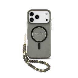 Накладка Guess для iPhone 17 Pro IML Glitter Hard + Pearl Hand Strap Black (MagSafe) купить в Уфе