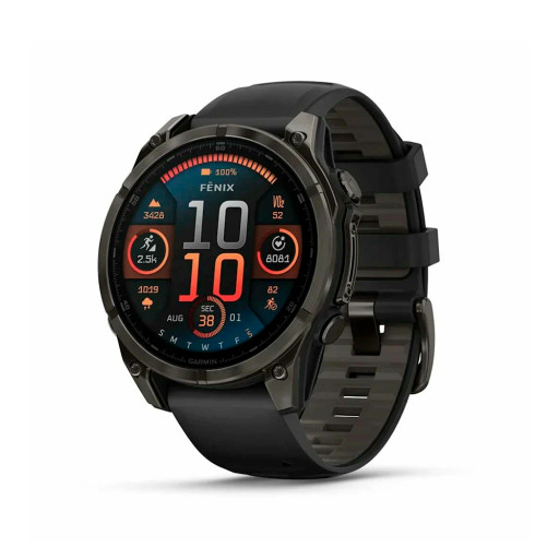Garmin Fenix 8 47mm Amoled Sapphire Carbon Gray DLC Titanium Black Pebble Gray Band